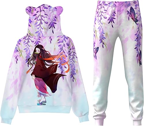 Miniatura 2 de Anime Merch - Conjunto de sudadera con capucha y pantalones deportivos, unisex, regalos para mujeres y adultos