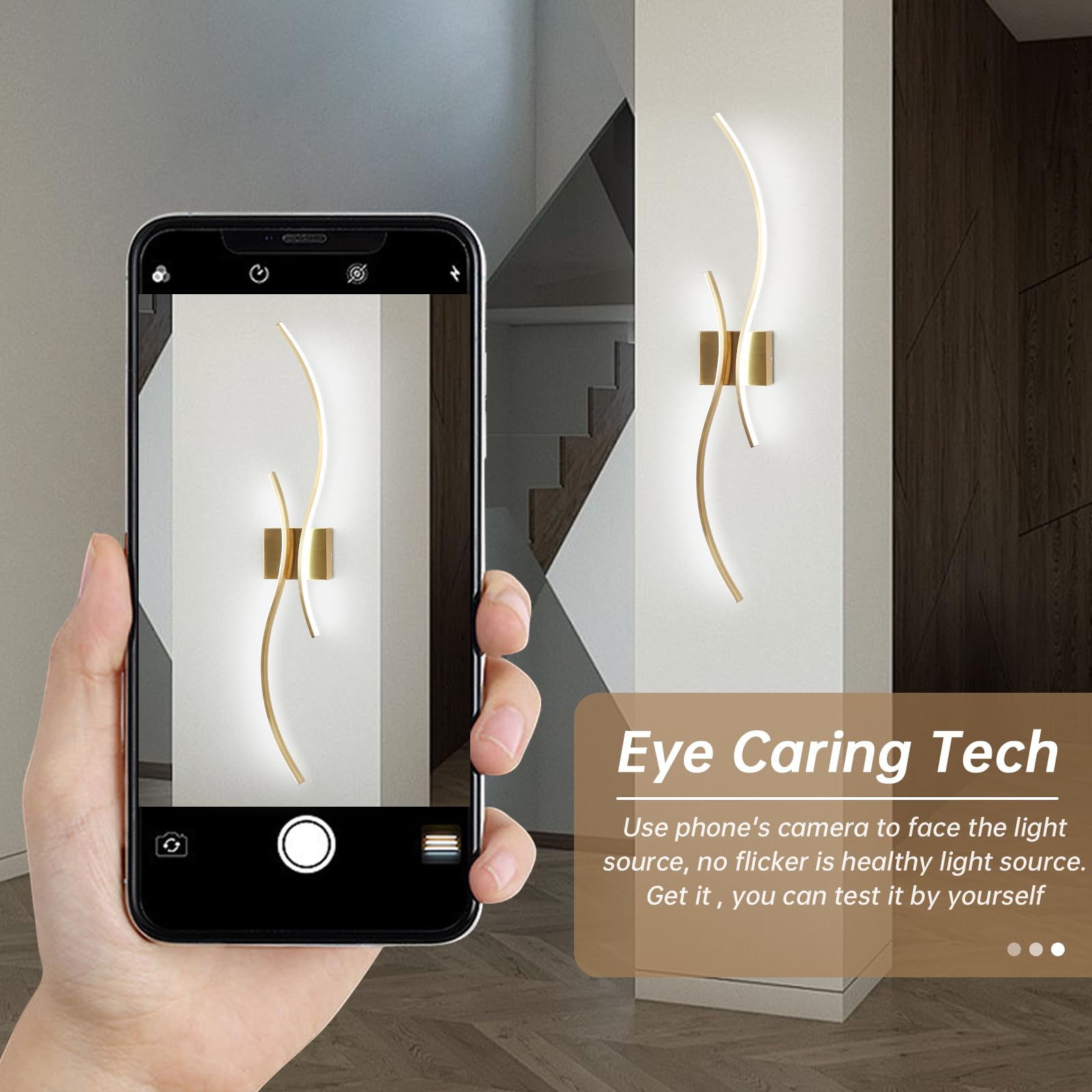 CANEOE Modern Wall Sconce, 39Inch Gold LED Wall Light Fixtures,6000K Bathroom Vanity Light Fixtures Over Mirror Indoor Bedroom Wall Lamps for Living Room Hallway Sconces Wall Lighting