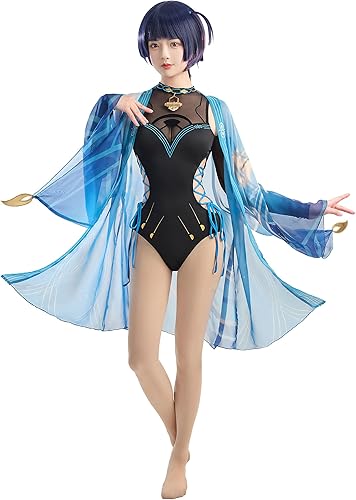 haikyuu Traje de baño de una pieza derivado de anime para mujer con cobertura con cordones y control de abdomen