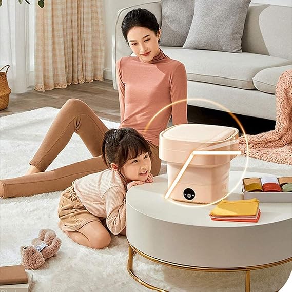 Mini Portable Folding Washing Machine, 4.5L Portable Automatic Washer with Drain Basket,Mini Washer and Dryer Combo, with Drain Basket for Underwear, Socks, Baby Clothes, Travel, Camping, RV, Dorm