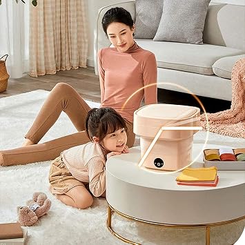 Mini Portable Folding Washing Machine, 4.5L Portable Automatic Washer with Drain Basket,Mini Washer and Dryer Combo, with Drain Basket for Underwear, Socks, Baby Clothes, Travel, Camping, RV, Dorm