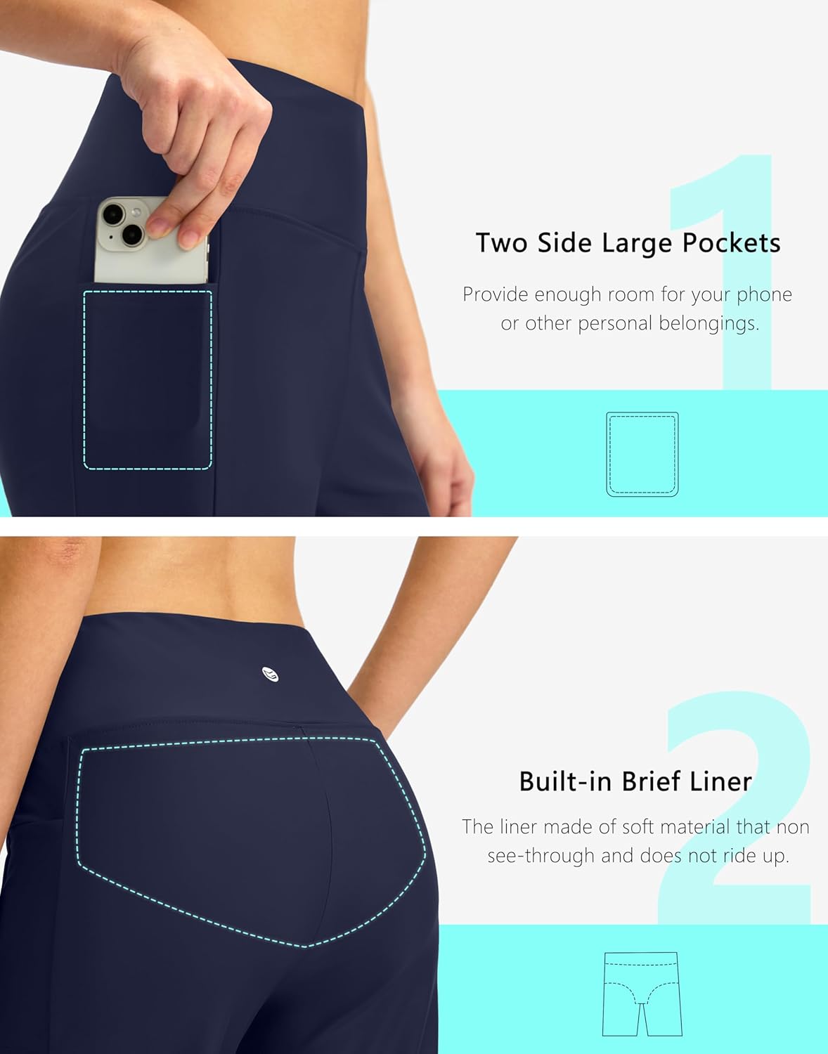 G GRADUAL Women's 11" Long Swim Board Shorts High Waisted Knee Length Beach Swimming Shorts for Women with Pockets Liner - Image 5