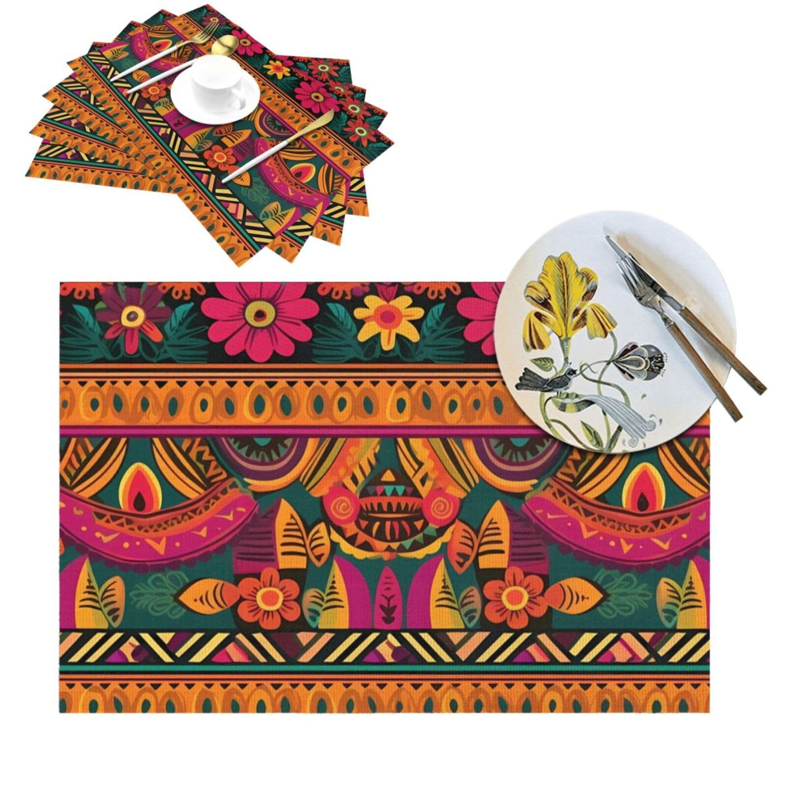Sets de table en PVC mexicain 30,5x45,7 cm antidérapants et résistants à la chaleur