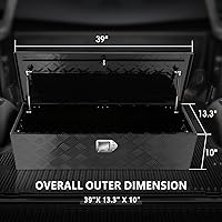 Vista 3 de DNA MOTORING Aluminum Lockable Storage Box, Trailer Tongue & Truck Bed Tool Box w/Keys & Side Handle, Black Organizer w/Diamond Tread Pattern, 39"L