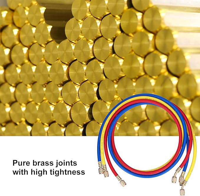 Kit 3 Piezas Manguera Carga AC con Fittings Latón para R22 R134a R410a miniatura 4