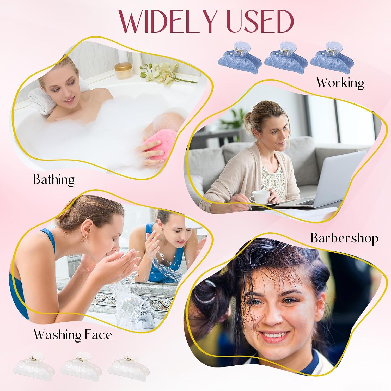 6 Pcs Large Acrylic Hair Claw Clips for Women Cute Non-slip Hold Clamps for Thick Thin Hair Stylish French Barrettes Accessories (3.15 Inch,Soft Colors)