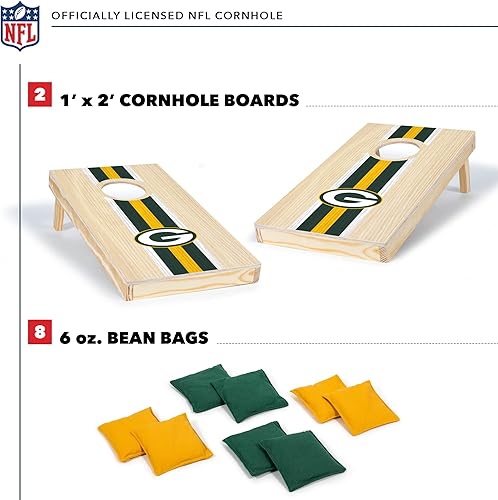 Miniatura 2 de NFL Football - Juego de cornhole de madera maciza de 1 x 2 pies con impresión directa HD del equipo, gran regalo para cualquier fanático de los
