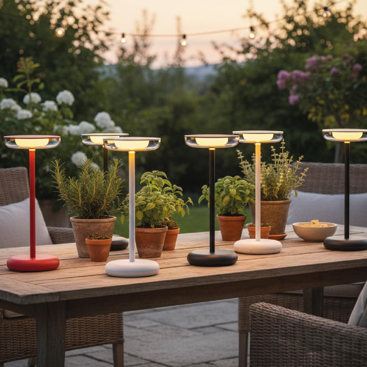 Luxus Kabellose Tischlampe Mykonos - 2er-Set - Bordeauxrot - Greece Nights - Tischlampe für den Außenbereich - Campinglampe - Wasserdicht - Wiederaufladbar - Akku - Dimmbar