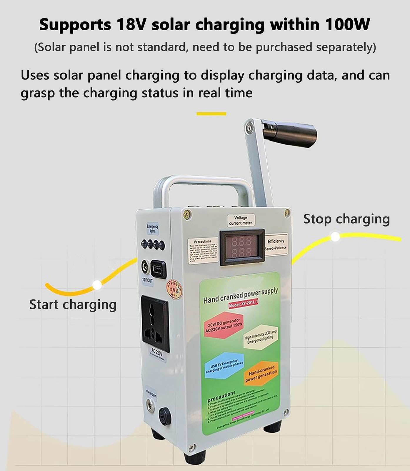 Generador De Cigüeñal Manual De 150w, Banco De Energía, Emergencia De Generador Portátil De Alta Potencia, Cargador Usb Para Actividades De Supervivencia Para Acampar De Viajes Al Aire Li(Size:AC220V)