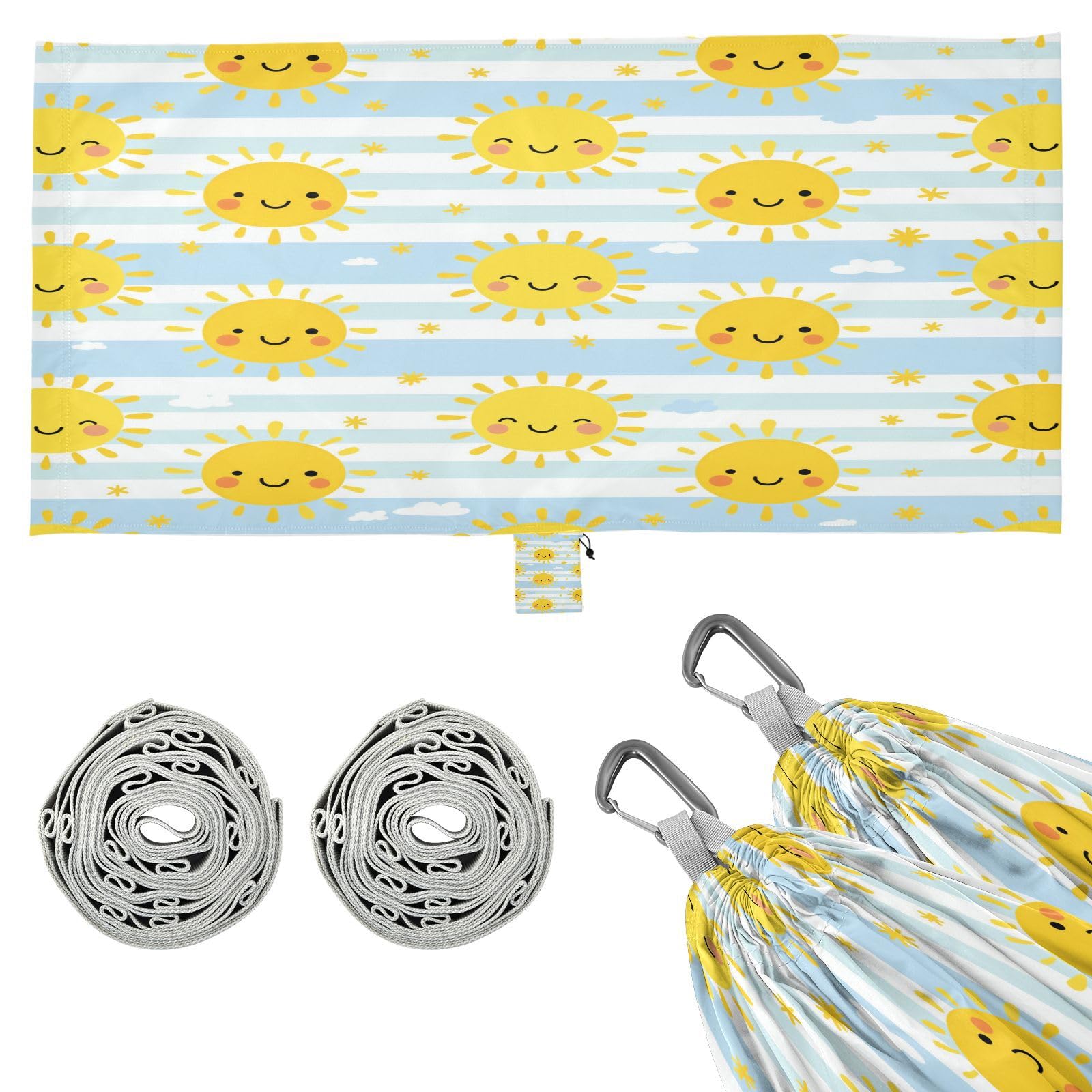 ATTX Cute Sunshine Camping Hammock - Lightweight & Portable Hammocks, Heavy Duty 330lbs Capacity for Indoor, Hiking, Backpacking, Travel, Backyard, Beach#128