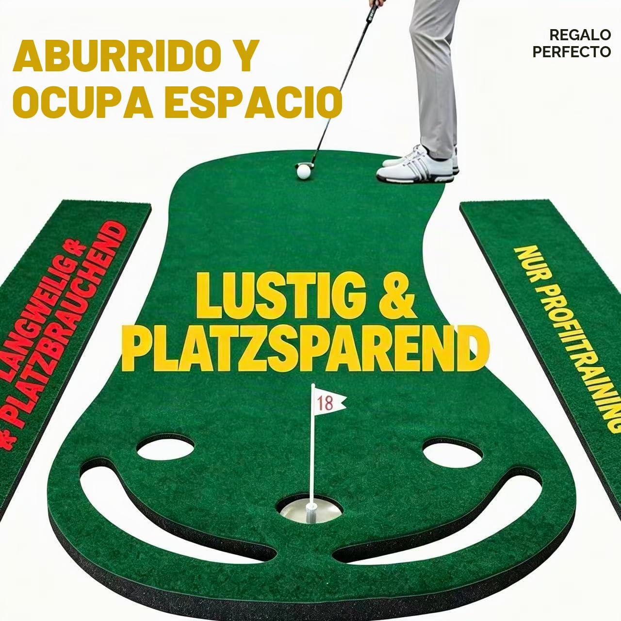 Crestgolf Alfombra de Putting de Golf, Alfombra de práctica Personal, al Aire Libre, Oro o Interior, Ocio, fácil Plegable Putter Pad