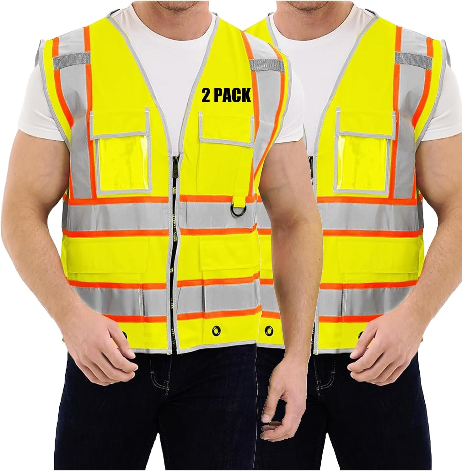 SRsafety High Visibility 9 pockets Reflective Safety Vest,Hi Vis Reflective Construction Work Vest for Men Women ANSI/ISEA