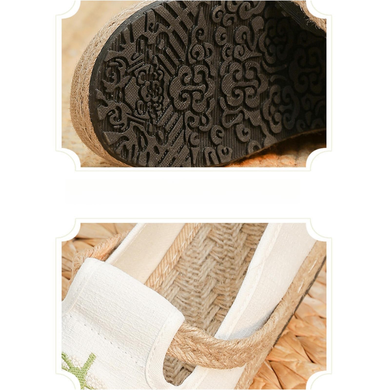 Zoccoli Sanitari Donna Donne Ricamato Fiore Piatto Scarpe da Sposa Casual Driving Walking Loafers Scarpe Traspiranti di Tela di Lino-Grigio-Trentasette