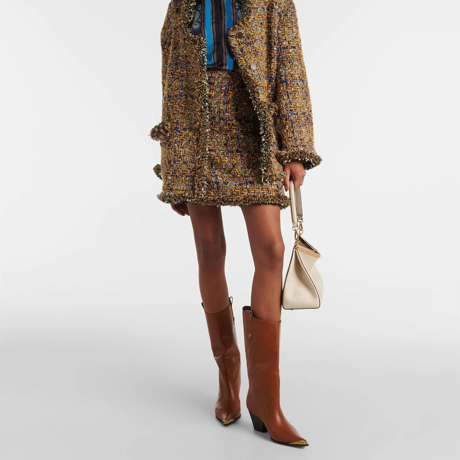 THESHY Women's Western Knee High Boots Leather Cowboy Chunky Block Heel Boot Pointed Toe Pull on Fashion Dress Party Boots for Women - Image 7