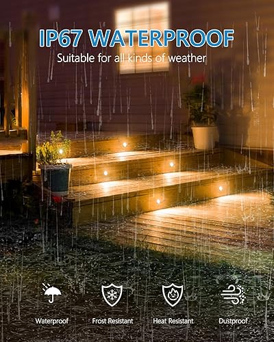 Miniatura 3 de HIBOITEC Kits de luces LED empotradas para terraza, iluminación de paisaje de bajo voltaje de 12 V, IP67 impermeable, luces de escalera para
