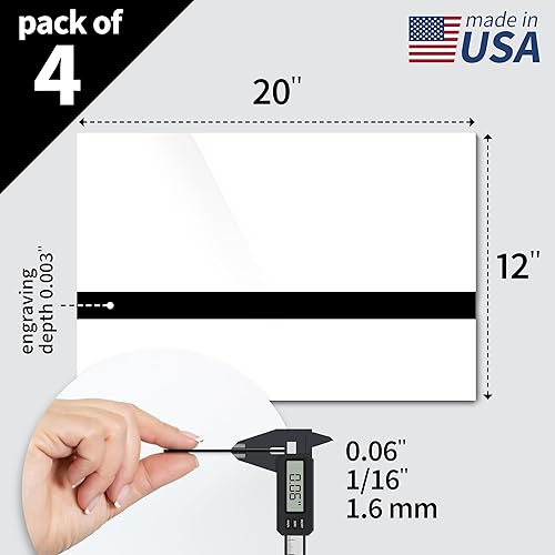 Miniatura 2 de TroLase  12 x 20 x 116 pulgadas, 4 piezas, blanco brillantenegro, 2 capas, acrílico modificado, grabado láser, lámina de plástico de doble color,