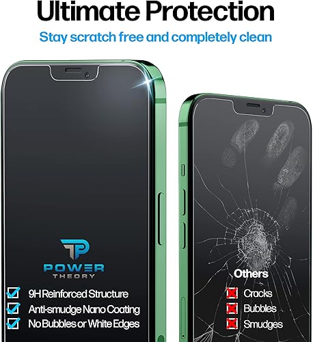 Miniatura 4 de Power Theory Protector de pantalla para iPhone 12 Mini paquete de 2 unidades con kit de fácil instalación vidrio templado premium para iPhone 12Mini