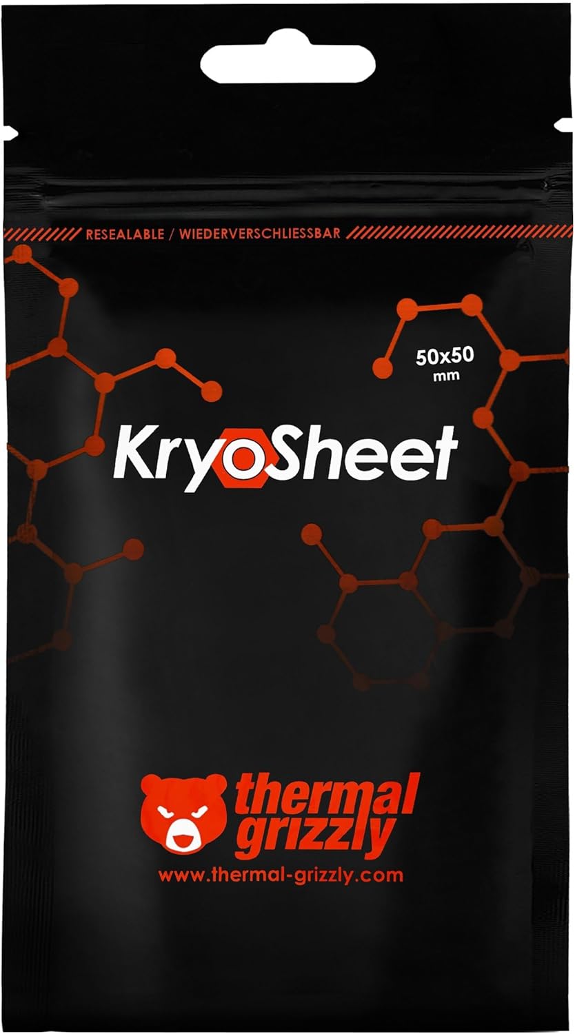 Thermal Grizzly KryoSheet (50x50x0.2mm) – Ultra High Thermal Conductivity Graphene Thermal Pad – Perfect Alternative for Thermal Paste on CPU/GPU/PS4/PS5/Xbox – Made in Sweden