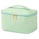 Meiyuuo Makeup Bag Large Cosmetic Bags for Women Girls Cute Travel Zipper Pouch Toiletry Organizer for Beauty Essentials Waterproof (Light Green)