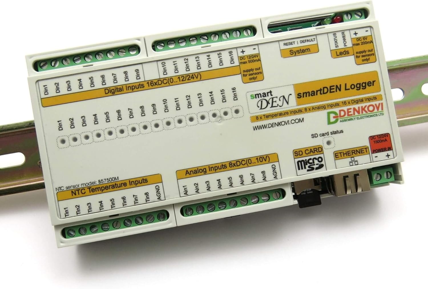 smartDEN Logger - Web Enabled Temperature, Humidity, Light, Pressure, Voltage etc. datalogger with Analog/Digital inputs