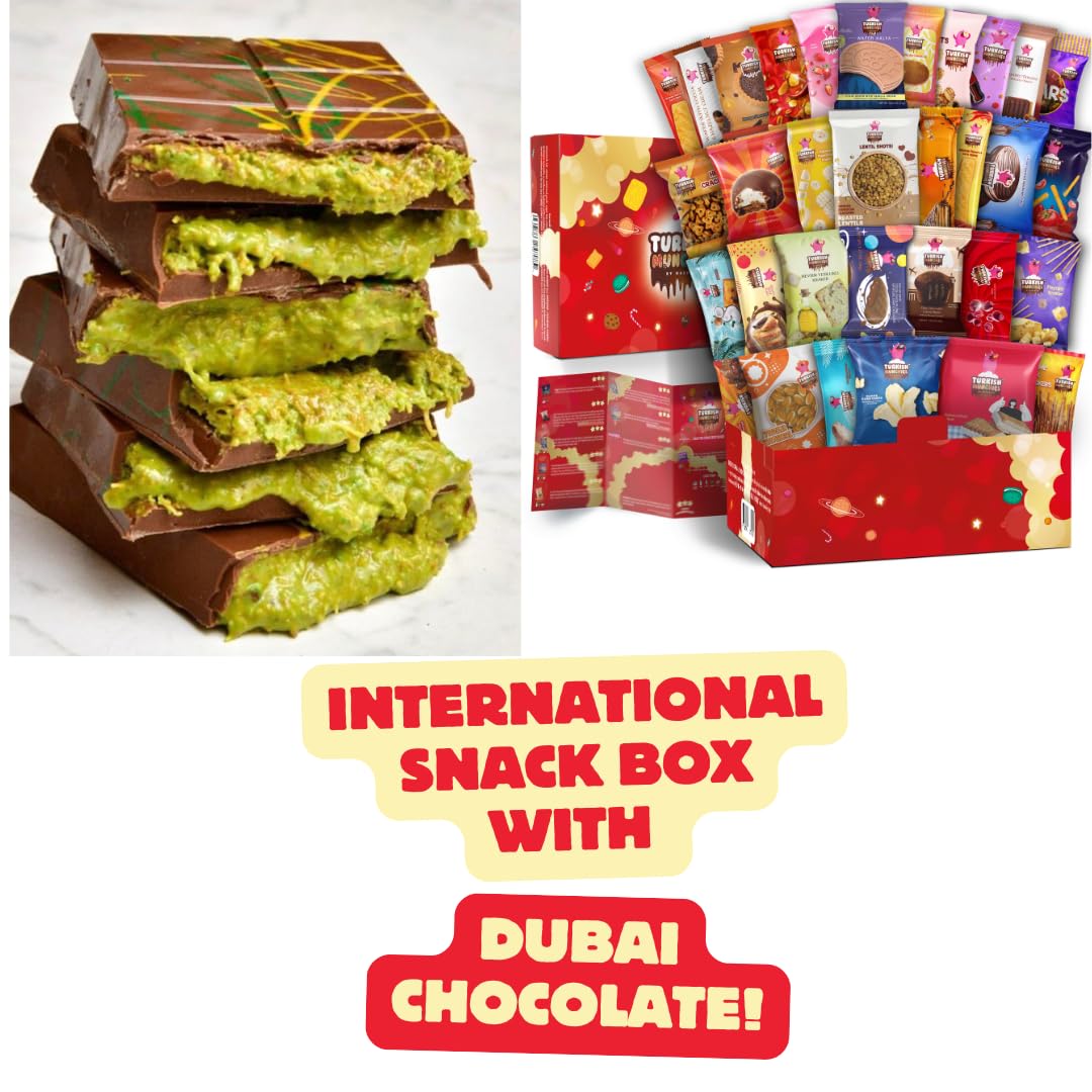 Turkish Munchies by Muekzoin Mega International Snack Box | Premium Exotic Foreign Snacks Unique Food Gifts Included Try Extraordinary Candies from Around the World 32 Full-Size: Ultra Mega Dubai Green