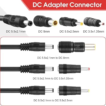 Solar Panel Adapter Cable, 5.5x2.1mm to DC 8mm, 5.5x2.5mm & 3.5x1.35mm Converter for Portable Power Station GZ Yeti Jackery - 14AWG 6Ft