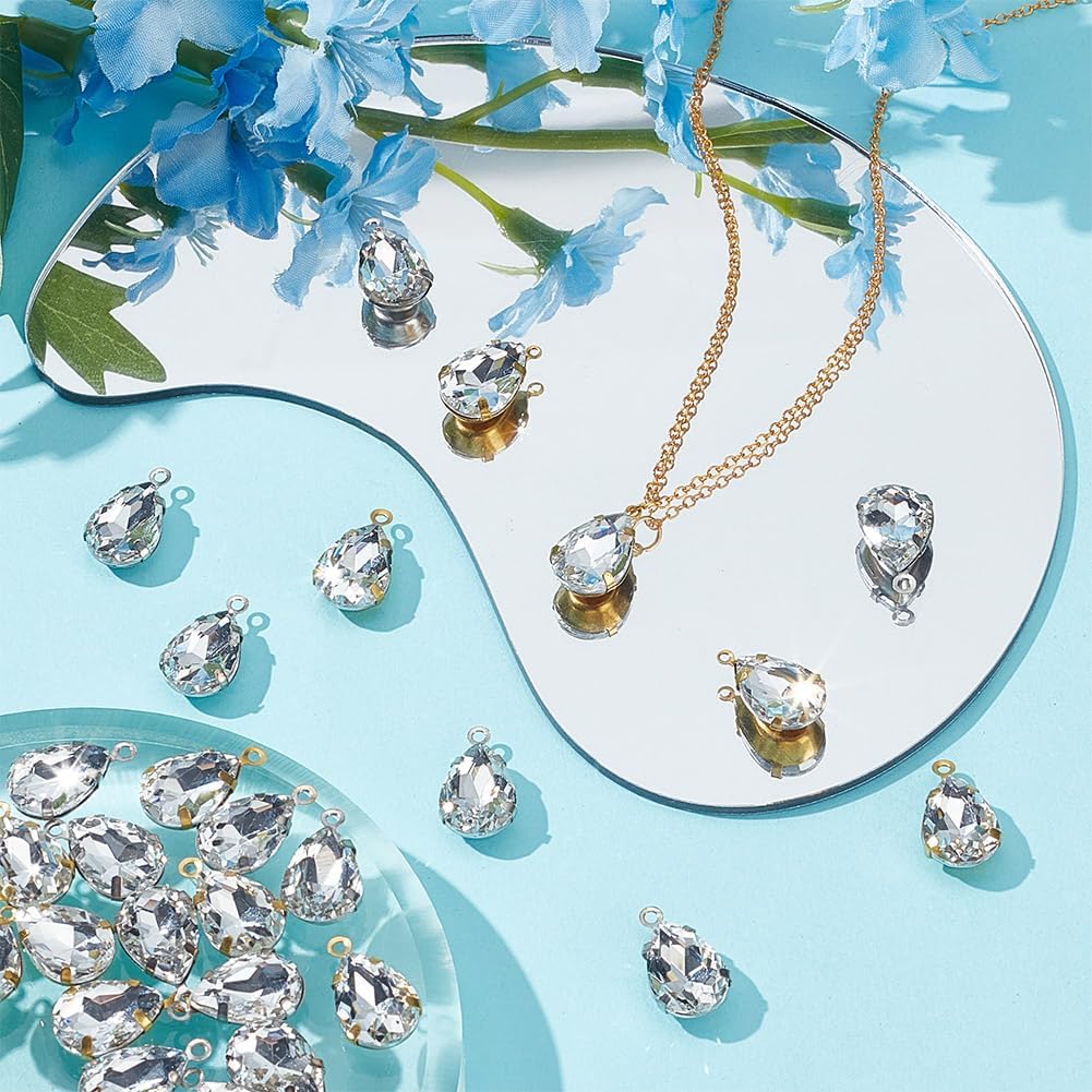 Gold Plated Leaf Shape Charms Brass Leaf Rhinestone Dangle Charms Wheat Crystal Pendant with Loops for Women DIY Bracelet Necklace Jewelry Making - Image 4