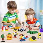 Building Blocks Set with Storage Box and Lid Baseplate: 568 Pieces Classic Bricks Compatible with Major Brands, Wheels Doors Windows, STEM Toy for Toddlers Age 3+, Gift for Boys Girls by Burgkidz
