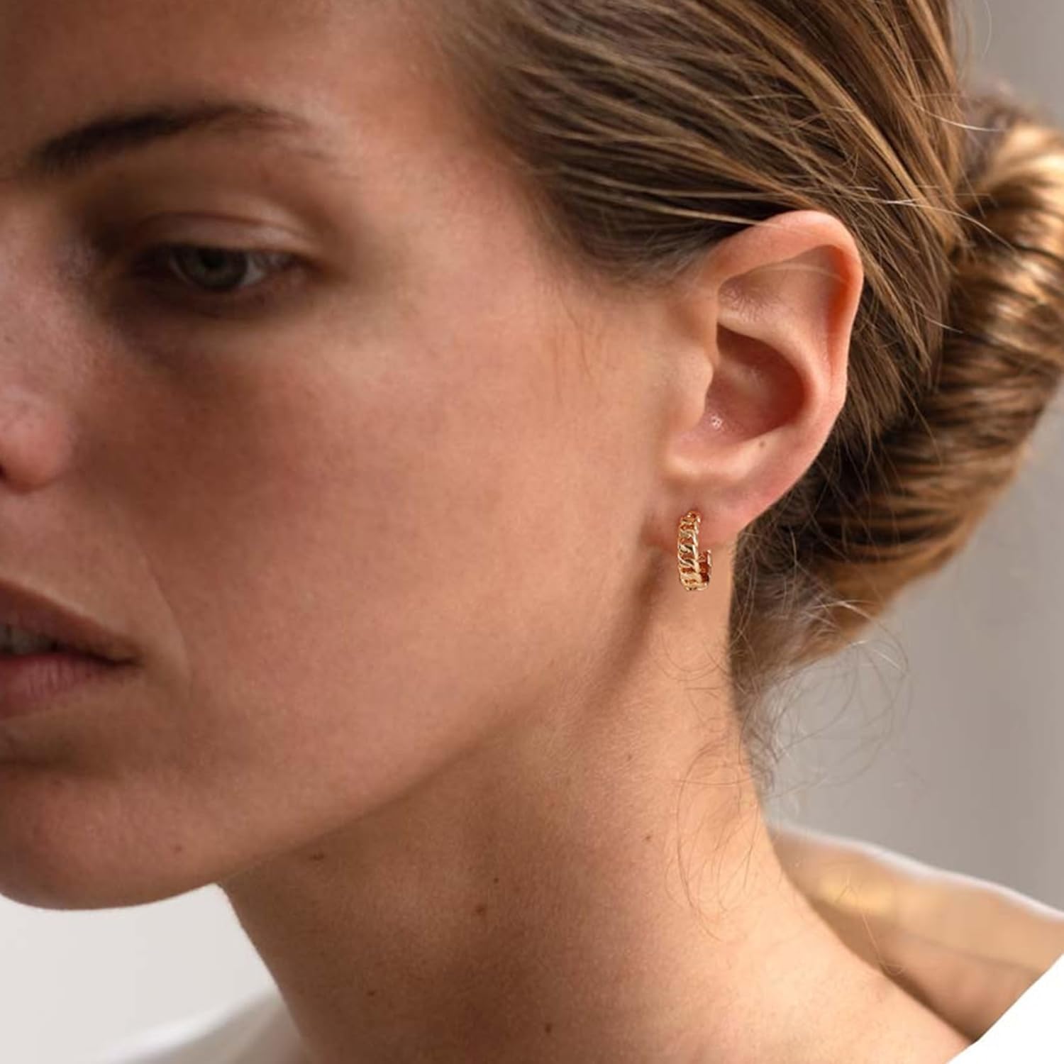 LOYATA Huggies Hoops Earrings for Women 14K Gold Plated Hoop Earrings Cubic Zirconia Diamond Dainty Earrings Hypoallergenic Simple Jewelry Gift for Women - Image 3