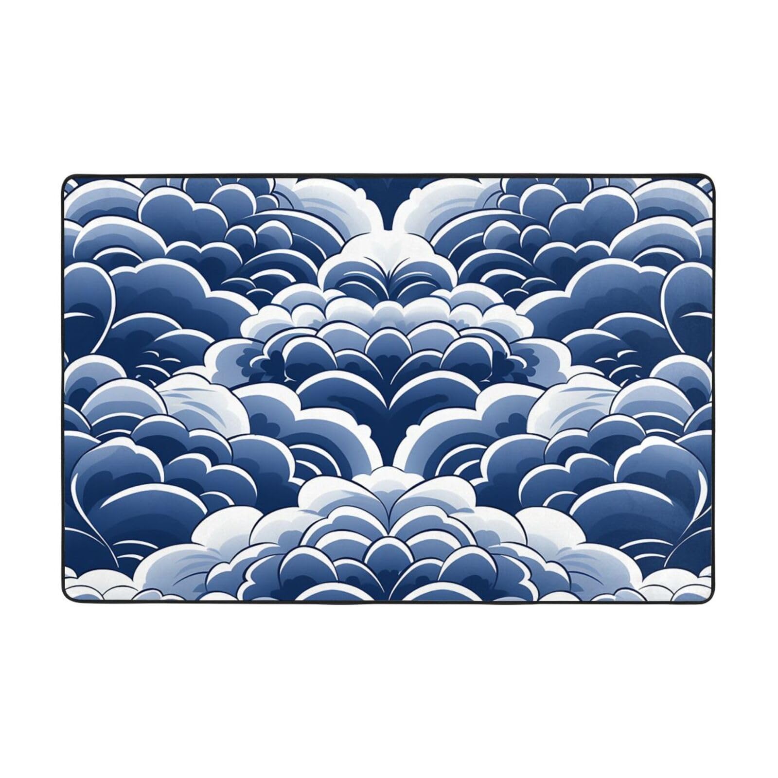 Tapis vintage bleu et blanc grand salon et décoration d'intérieur