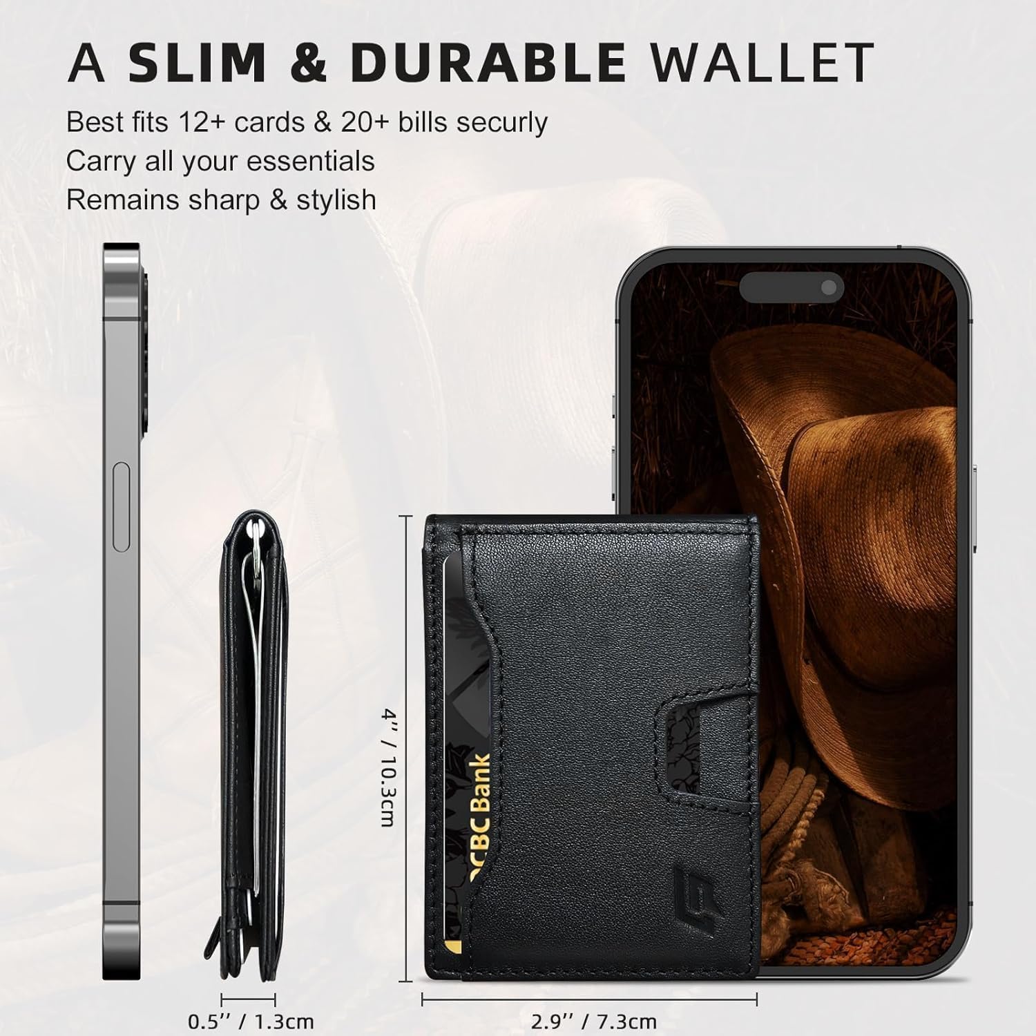 Slim Minimalist Wallet for Men- Money Clip Wallet | Bifold Men Wallets | RFID Blocking Wallet | Genuine Leather Wallets for Men | 12 Card Holder Mens Wallet | Mens Front Pocket wallet - Image 4