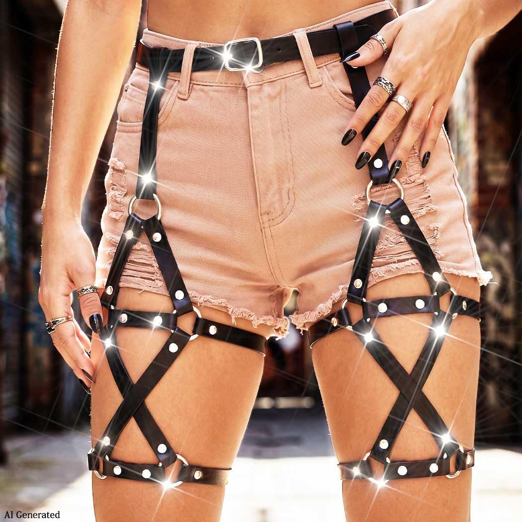Leather Leg Harness Thigh Garter Belt Rave Fashion Body Accessories for Women