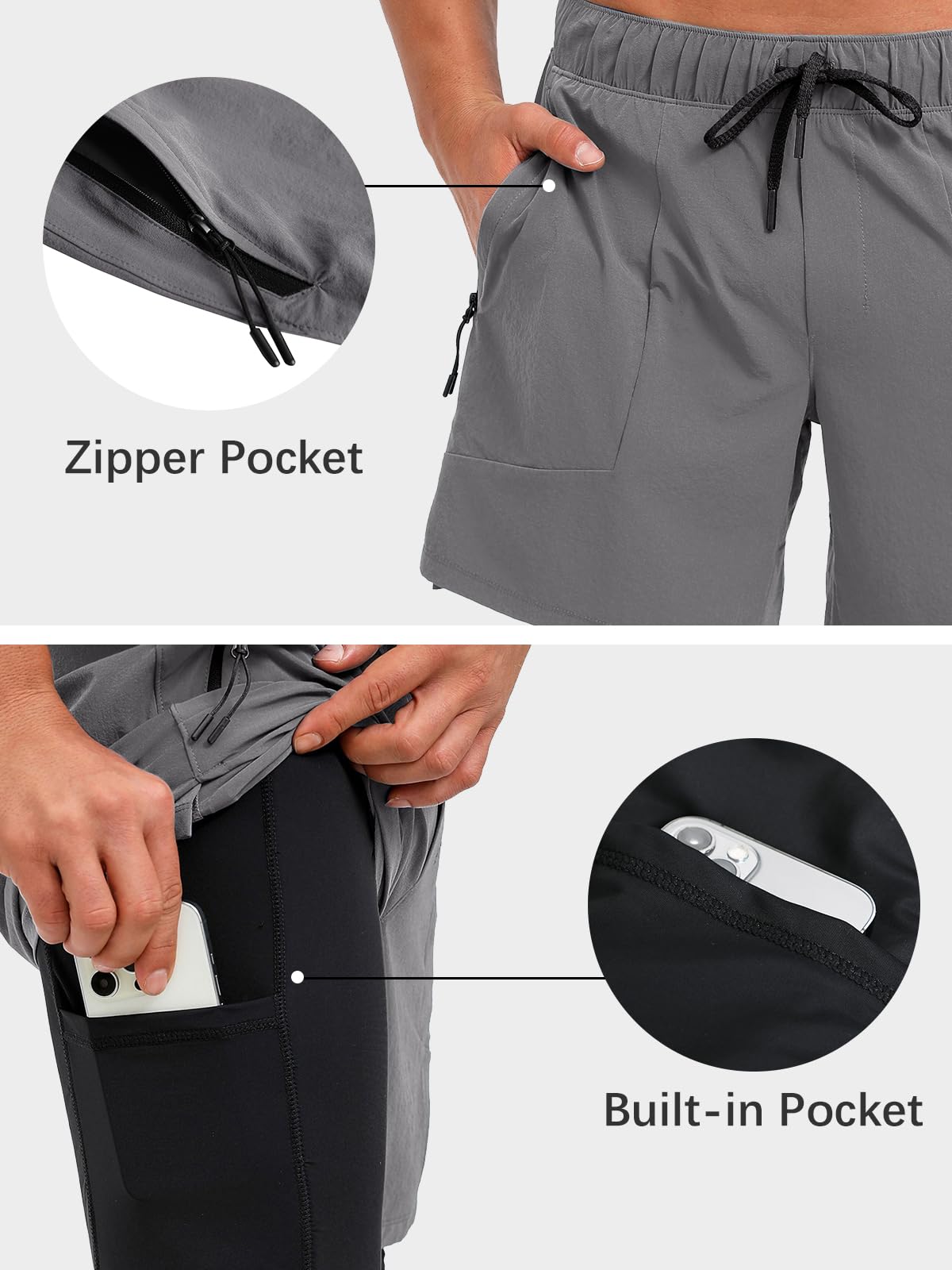 Ecupper Bañador 2 en 1 para Hombre, Forro Compresivo, Short de Playa Deportivo