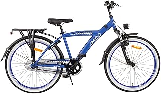 AMIGO Roady Bicicleta 20/24 pulgadas - Bicicleta infantil para niños - 6 a 12 años - Freno de contrapedal y V-Brake - Negro&Naranja/Azul/Verde