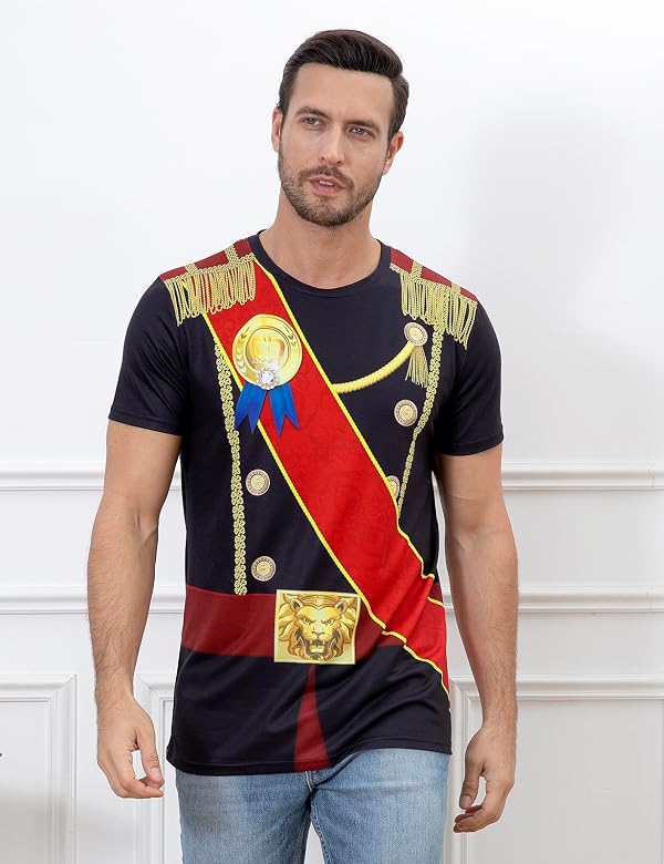 Funny World Men's Prince Costume Royal Charming T-Shirts, Black, Medium by Funny World - Used condition - Image 5