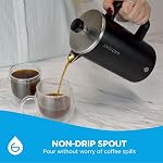 GROSCHE Dublin Machine à café en acier inoxydable, 18/8 double paroi en acier inox Presse française avec échelle de mesure, brassage chaud et froid, marque canadienne! - 8 Coupe 34 fl. oz, bleu de montagne