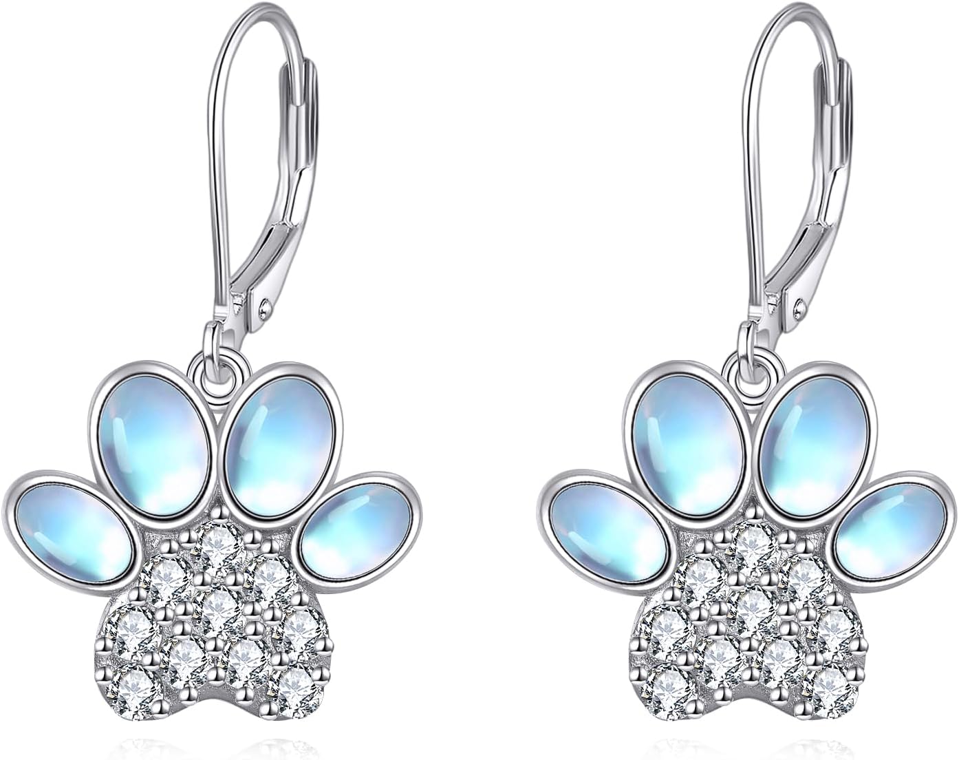 KZX Dog Paw Studs Earrings 925 Sterling Silver CZ Dog Paw Stud/Dangle Earrings for Women CZ Jewelry for Wife Mother Daughter Sister Pet Lovers Birthday Gift