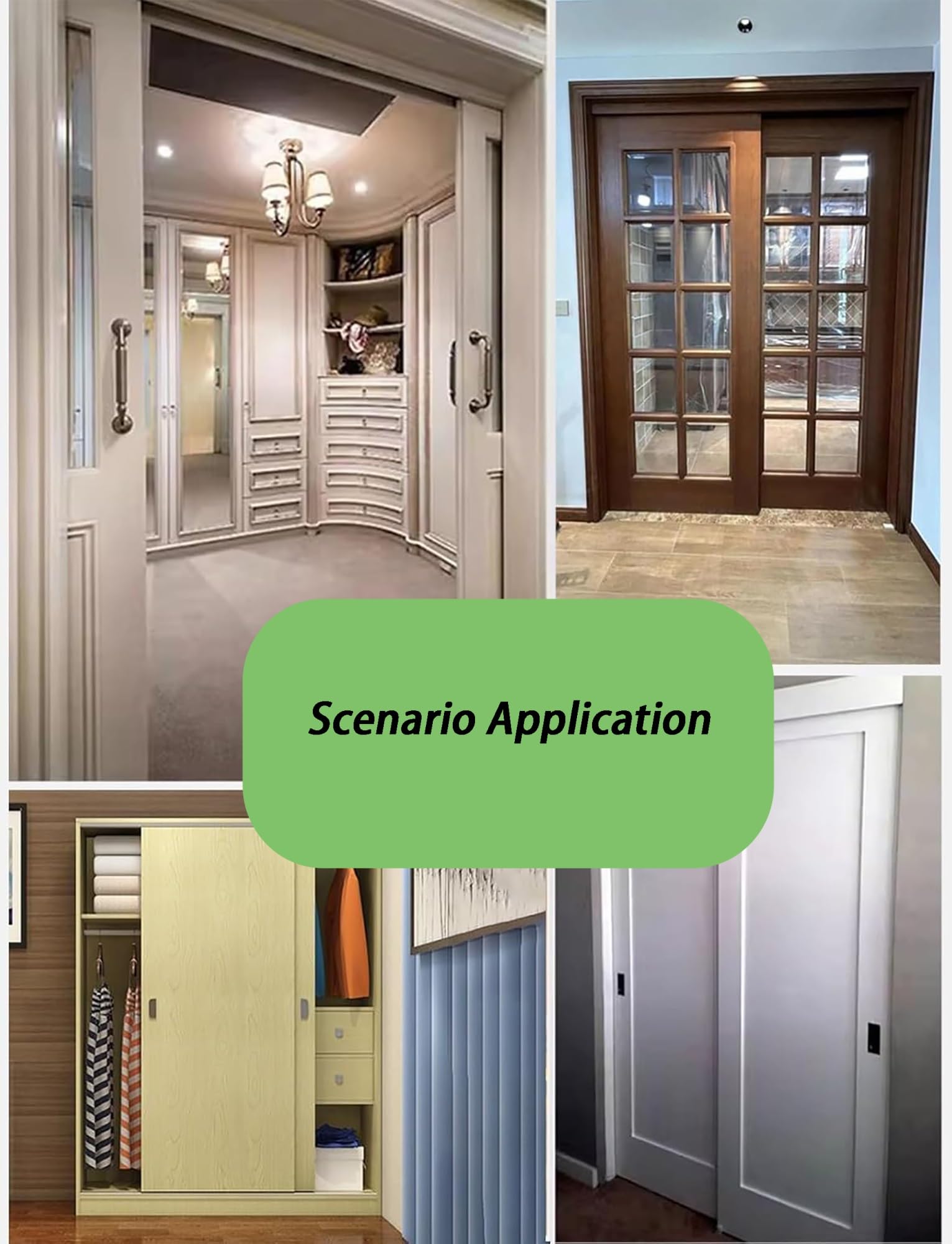 Set di ferramenta per porta scorrevole, kit per porta bypass per porte doppie, sistema di guide in alluminio per sala studio e armadio da cucina