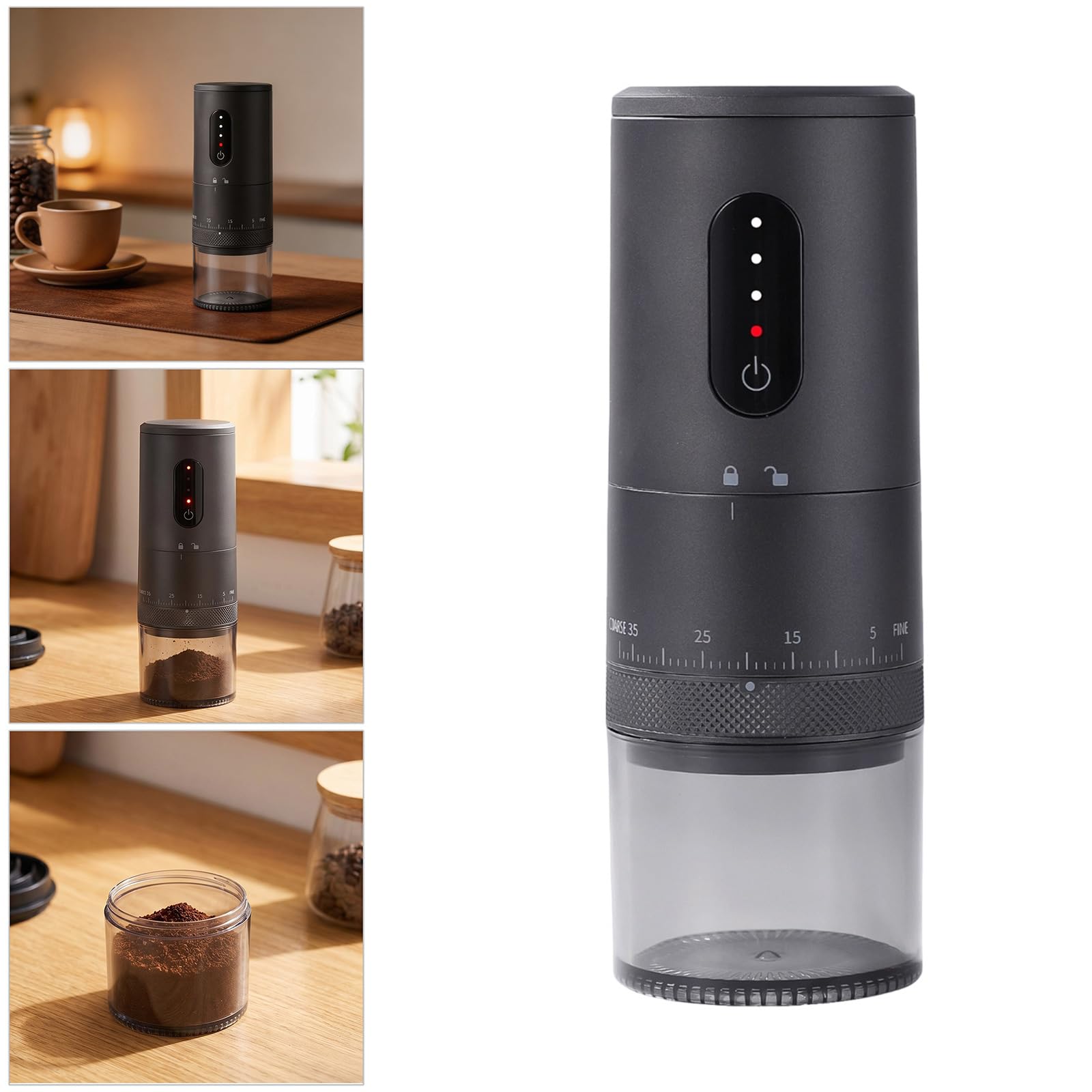 Macinacaffè Elettrico con Texture ABS per Espresso, Black