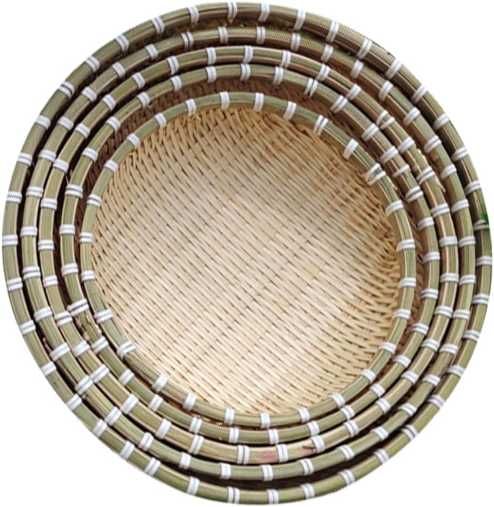 Bread Basket Set 5pcs round Drying Basket Food Storage Tray Household Kitchen Drainage Container for Home Use