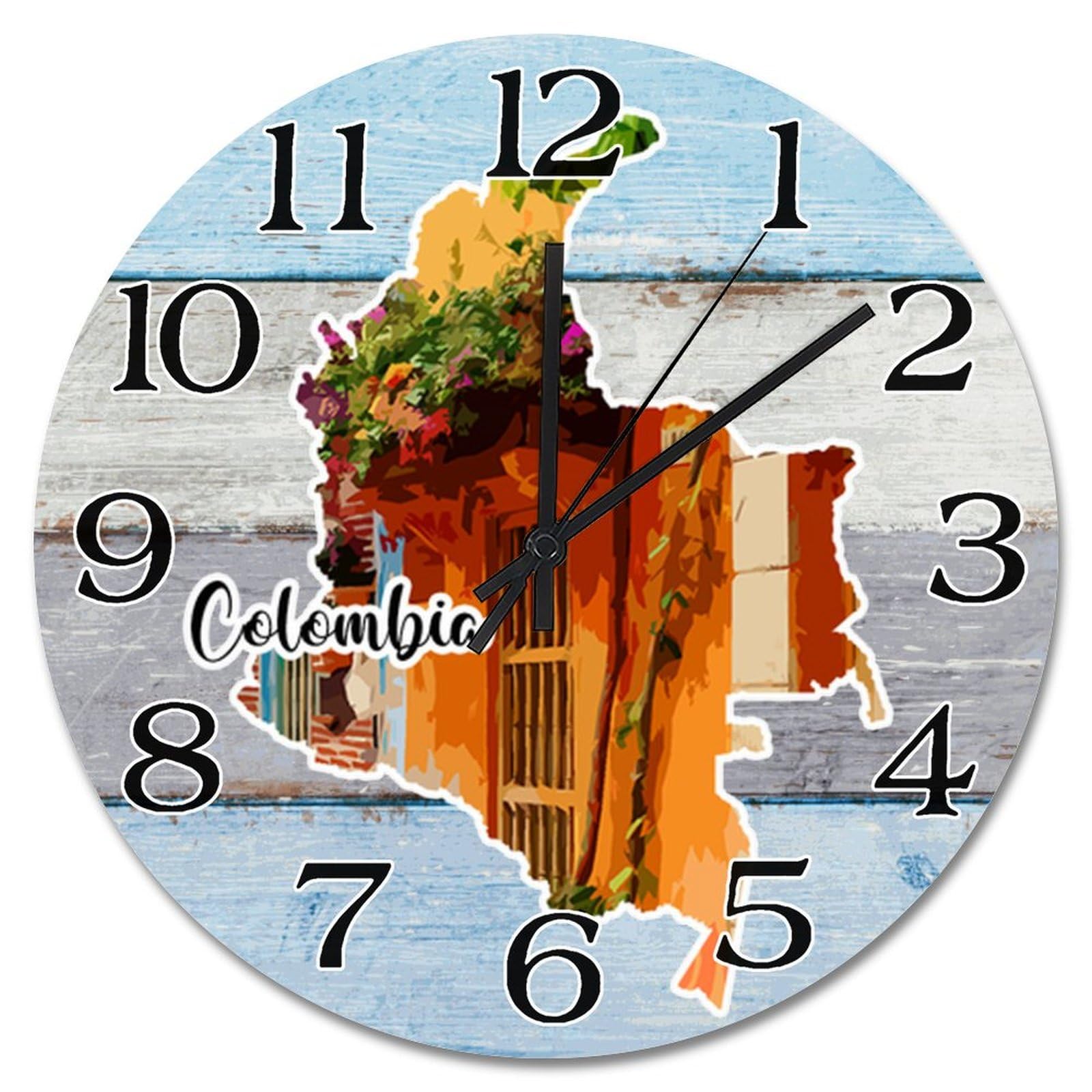 Horloge murale en bois paysage Colombie moderne 38 cm pour chambre zen