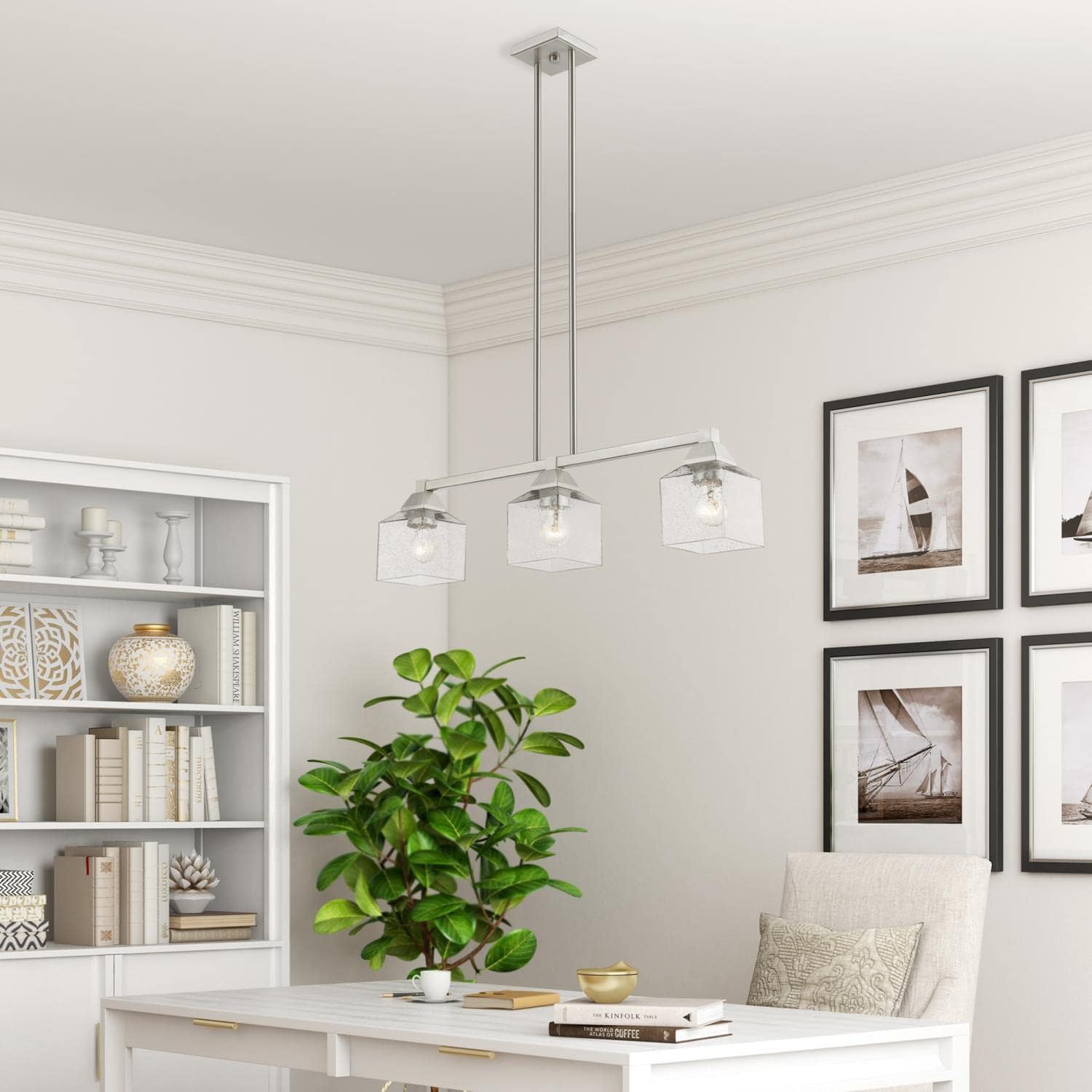 Livex Lighting Aragon 3 Light Linear Chandelier in Brushed Nickel (49763-91)