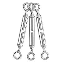 Vista 50 de 3 piezas tensor M5 de ojo a ojo de acero inoxidable 304, tensor de cable de alambre de tensión de alta resistencia para barandilla de cable, kit