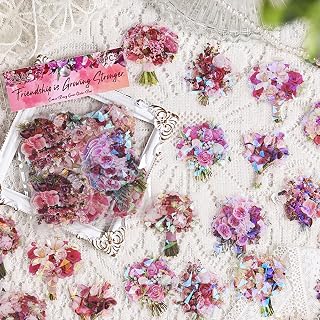 MAFELOE 30 Pieces PET Scrapbook Stickers, Bouquets Theme, Red | Aesthetic Deco Supplies, Junk Bullet Journaling, Card Making, Daily Planner, D-Y4-AYSQ