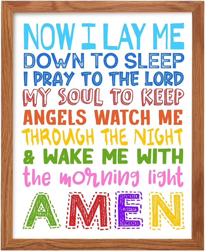 Religious Wall Art & Decor FRAMED - Cute Christian Gifts for Kids Bedroom, Nursery, Little Girls, Boys, Toddlers Room - Spiritual Prayer Wall Decor - Faith God Print - Bible Verses Quotes Sayings