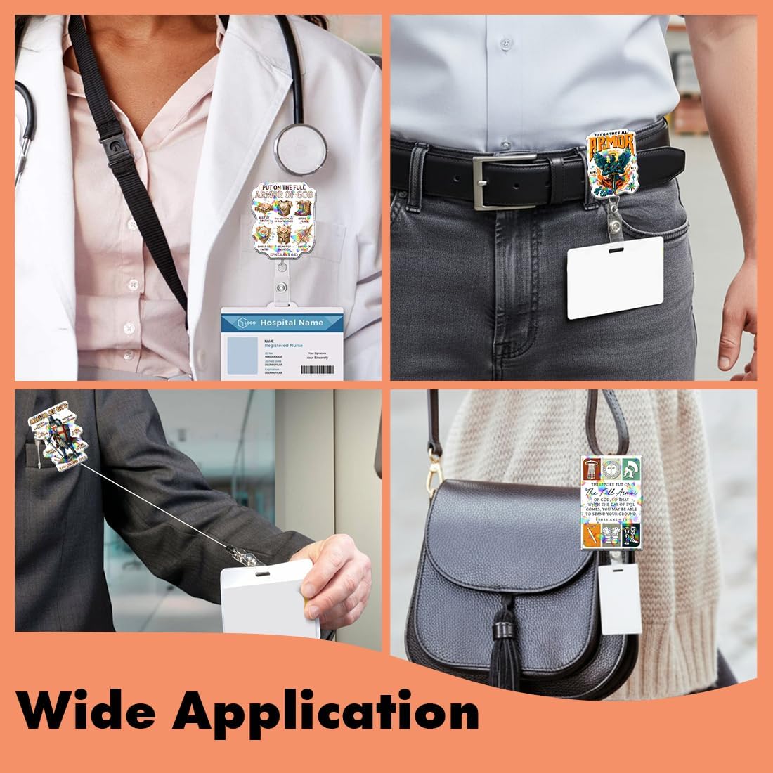 (5Pcs) Ephesians 6 13 Put On The Full Armor of God Holographic Christian Badge Reels, Inspirational ID Badge Holder Retractable Clip, Christian Gifts for Nurse Teacher Students Office Worker - Image 6