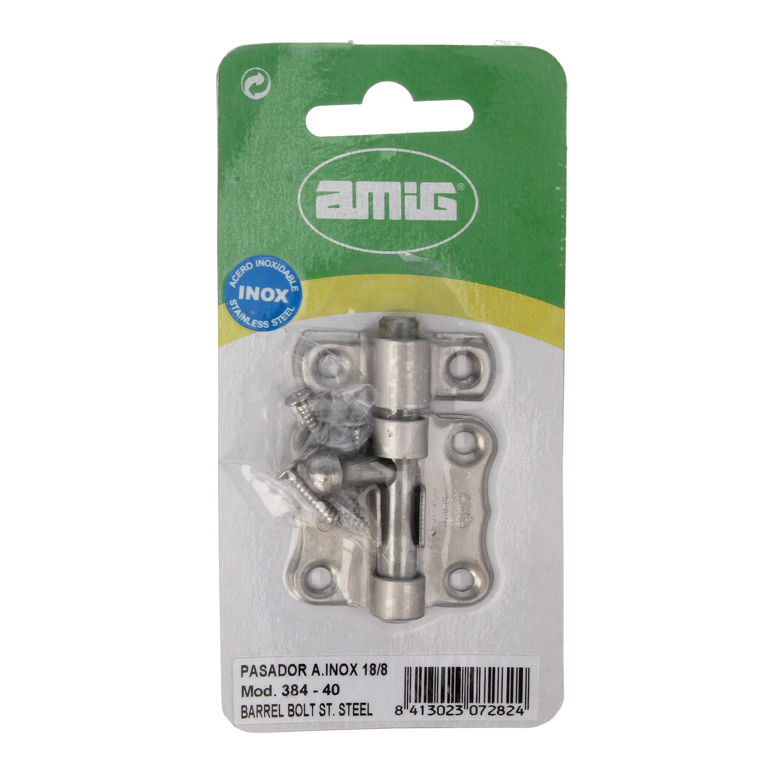 Amig - Perno di sovrapposizione - 30 x 33 mm - Adatto per porte di passaggio in legno - Chiusura per bagno, camera da letto o ufficio - Chiusura di sicurezza - Acciaio inossidabile 18/8 opaco