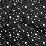 oneOone Cotton Poplin Black Fabric Moon & Stars Dress Material Fabric Print Fabric by The Yard 42 Inch Wide