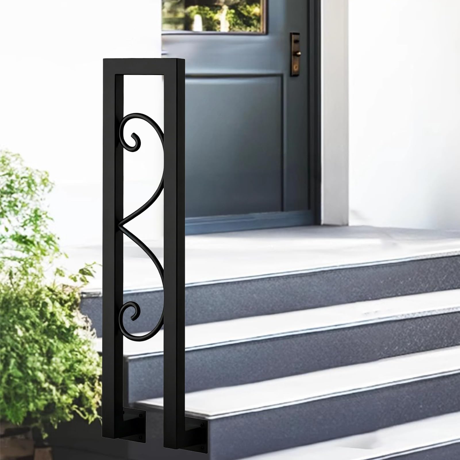 Marxan One Color Stair Banister Handrail For Indoor Outdoor Step, Transitional Handrails For 1-2 Step, Staircase Railing Brackets For Villa Loft Corridor Support Bar(90Cm/35In)