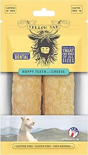 Yellow Yak Happy Teeth Dental Cheese Chew | USA Made | Lactose - Soy - Grain - Gluten Free | for All Dogs | 2 Dental Chews | Real Cheese Flavor